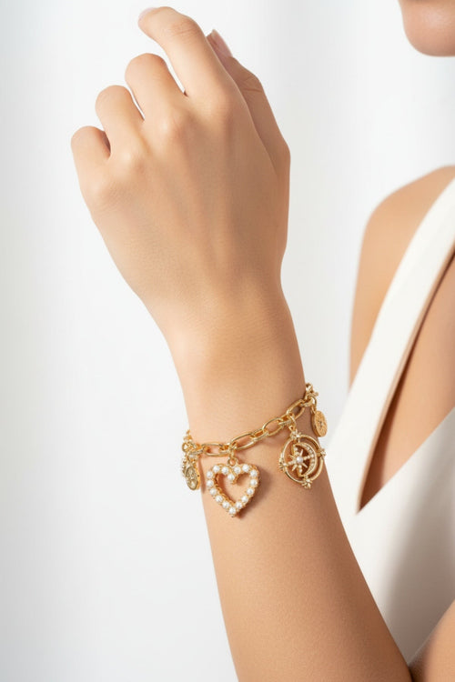 Gold Heart Charm Bracelet
