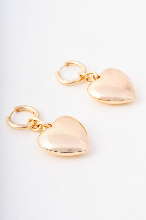 Gold Heart Drop Earrings