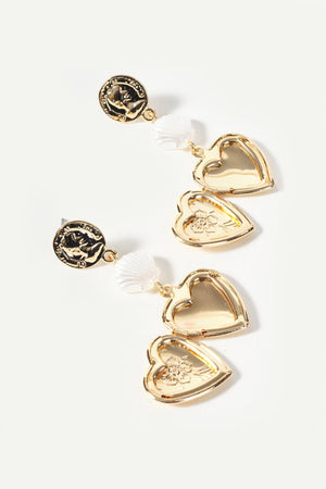 Carraig Donn Gold Heart Locket Drop Earrings