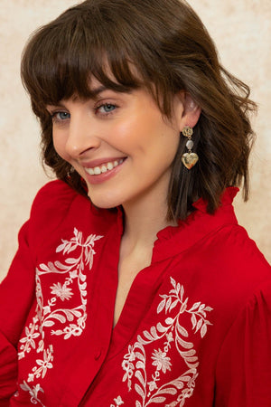 Carraig Donn Gold Heart Locket Drop Earrings