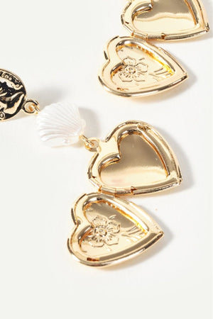 Carraig Donn Gold Heart Locket Drop Earrings