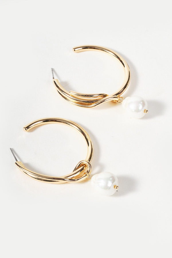 Carraig Donn Gold Hoop Faux Pearl Earrings