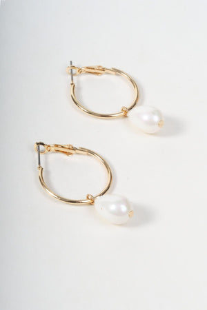 Carraig Donn Gold Hoop & Faux Pearl Earrings