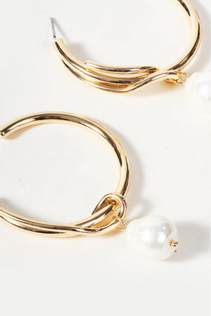 Carraig Donn Gold Hoop Faux Pearl Earrings