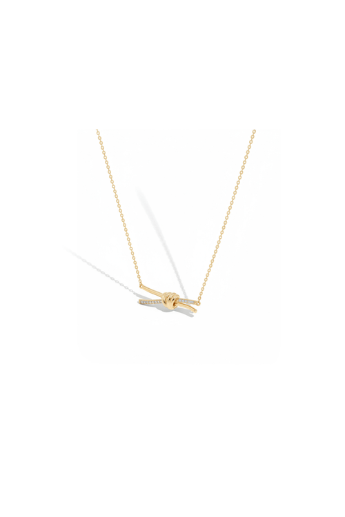 Gold Inset Knot Pendant Necklace