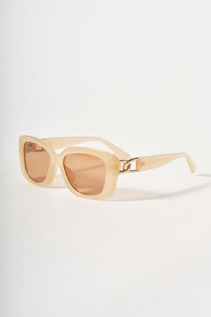 Carraig Donn Gold Link Beige Rectangle Sunglasses