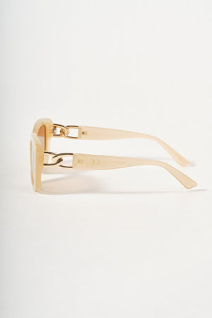 Carraig Donn Gold Link Beige Rectangle Sunglasses