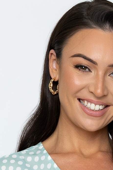 Gold Link Hoop Earrings