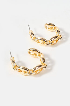 Carraig Donn Gold Link Hoop Earrings
