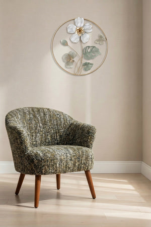 Carraig Donn Gold Metal Frame Wall Art with White Flower