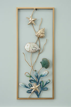 Carraig Donn Gold Metal Rectangle Beach Wall Art
