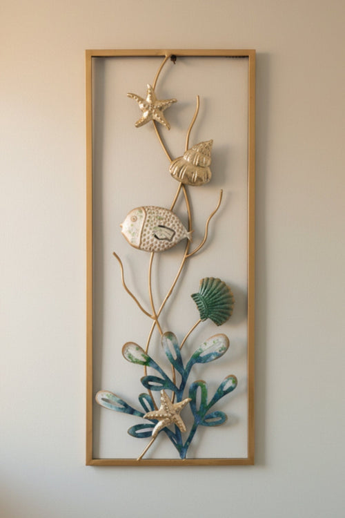Gold Metal Rectangle Beach Wall Art