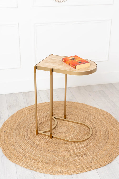 Gold Metal C-Shaped Sofa Table