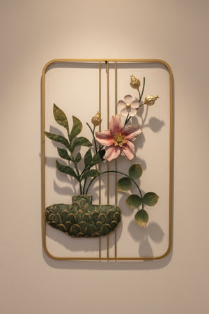 Carraig Donn Gold Metal Square Frame Floral Wall Art