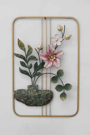Carraig Donn Gold Metal Square Frame Floral Wall Art