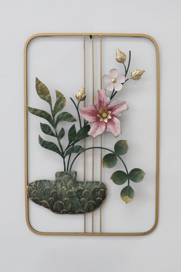 Carraig Donn Gold Metal Square Frame Floral Wall Art