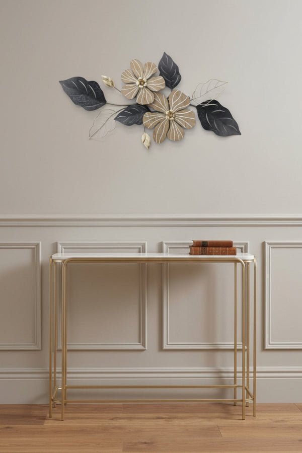 Carraig Donn Gold Metal & Wood Floral Wall Art
