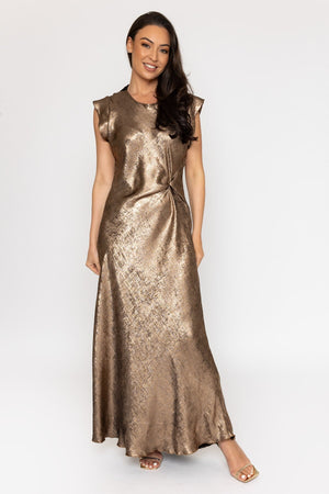 Carraig Donn Gold Metallic Natasha Midi Dress