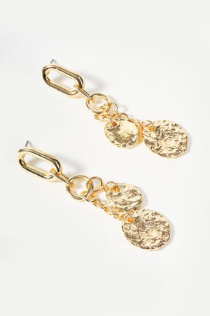 Carraig Donn Gold Multi Disc Drop Earrings