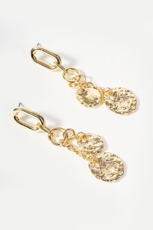 Gold Multi Disc Drop Earrings