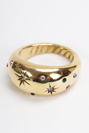 Carraig Donn Gold Multicolour Stones Ring Size 7