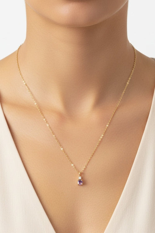 Gold Necklace With Pink Stone