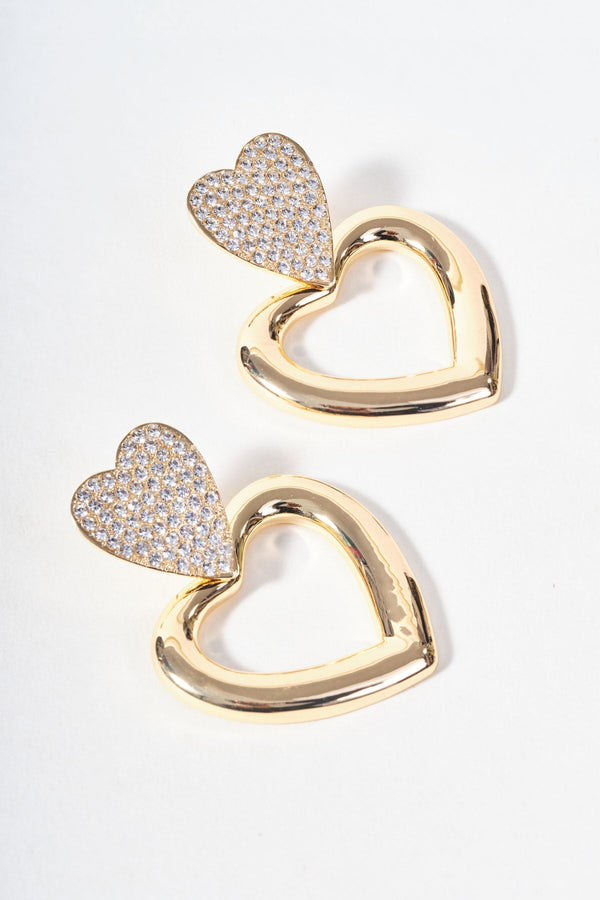 Carraig Donn Gold Open Heart Drop Earrings