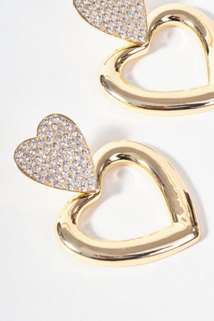 Carraig Donn Gold Open Heart Drop Earrings