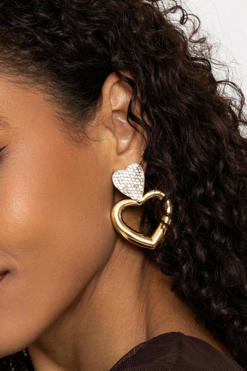 Gold Open Heart Drop Earrings