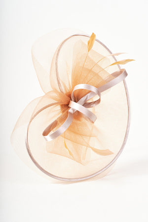 Carraig Donn Gold Oval Fascinator with Bow & Net
