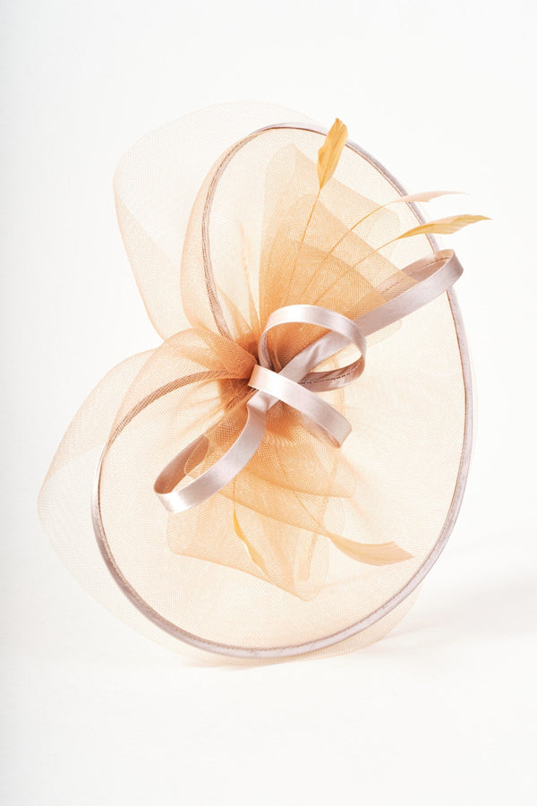 Carraig Donn Gold Oval Fascinator with Bow & Net