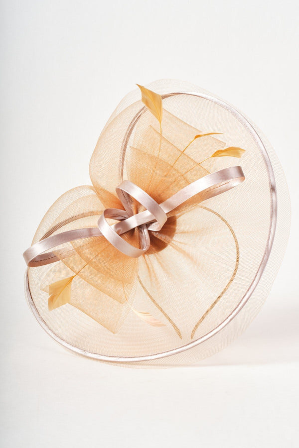 Carraig Donn Gold Oval Fascinator with Bow & Net