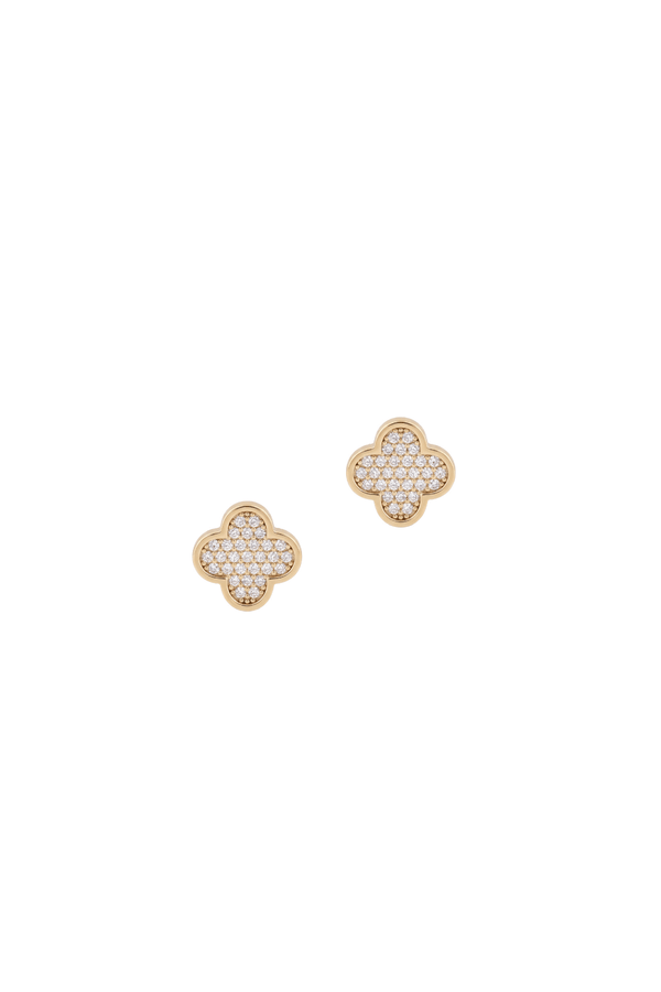 Carraig Donn Gold Pave Fleur Stud Earrings