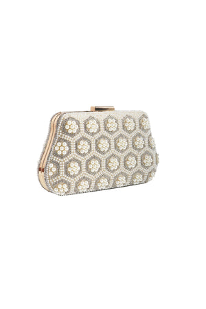 Carraig Donn Gold Pearl Beaded Clutch