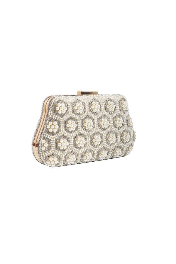 Carraig Donn Gold Pearl Beaded Clutch
