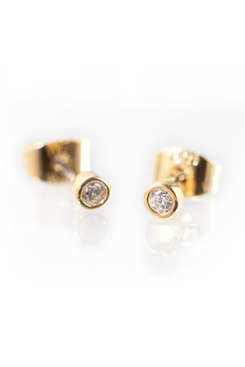 Gold Plated Bezel Set Petite Earrings