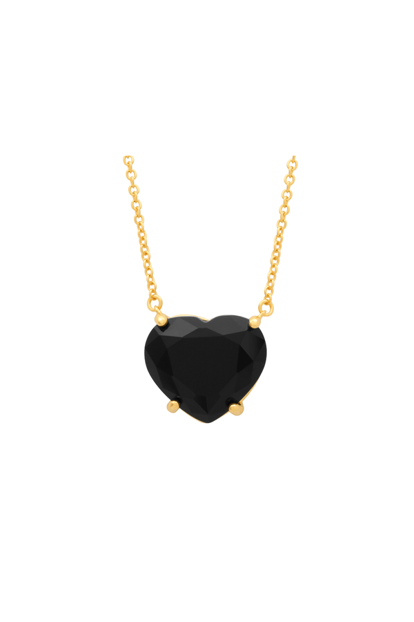 Carraig Donn Gold Plated Black Stone Heart Necklace