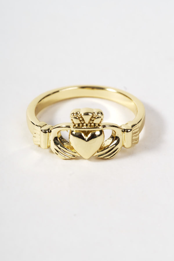 Carraig Donn Gold Plated Claddagh Ring - Size 7