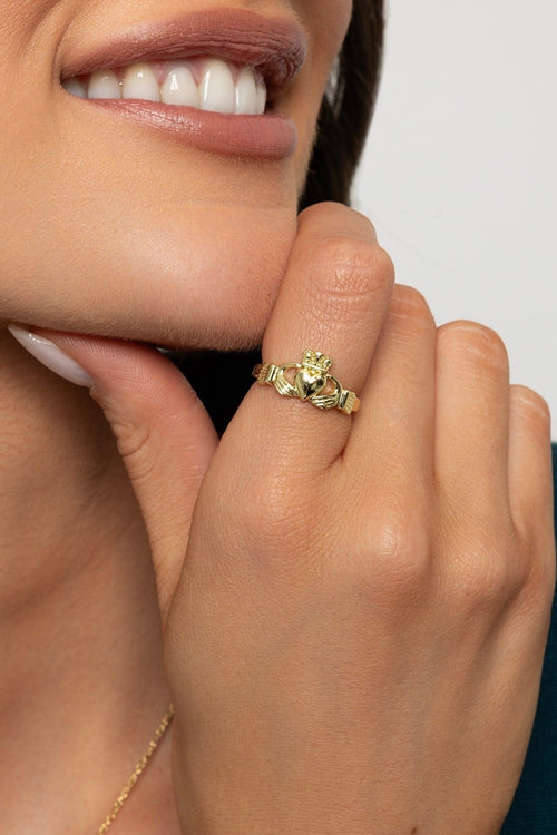 Gold Plated Claddagh Ring - Size 8