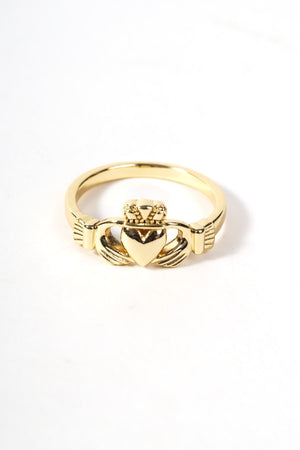 Carraig Donn Gold Plated Claddagh Ring - Size 8