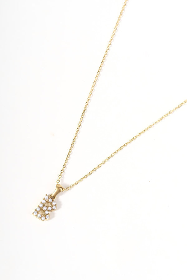Carraig Donn Gold Plated Faux Pearl "B" Initial Necklace