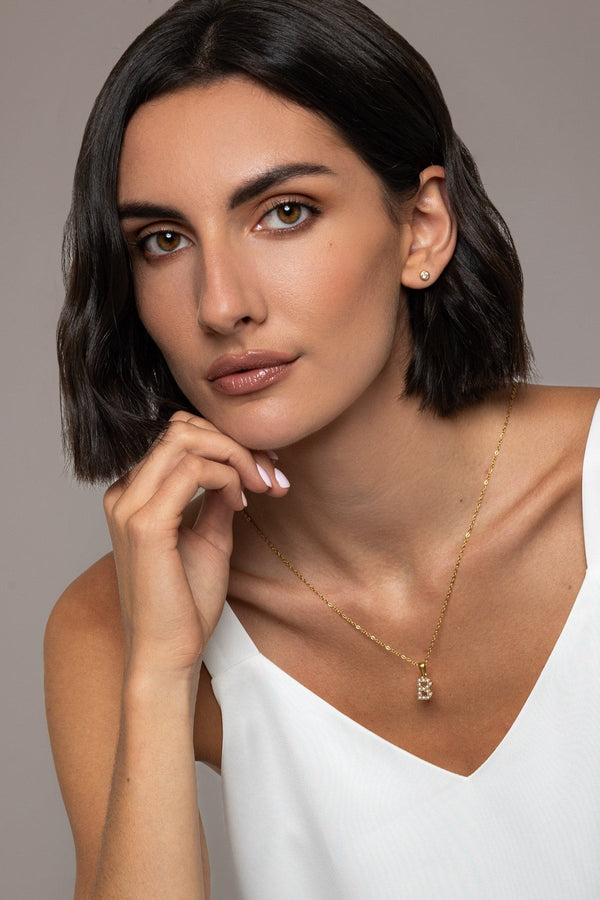 Carraig Donn Gold Plated Faux Pearl "B" Initial Necklace