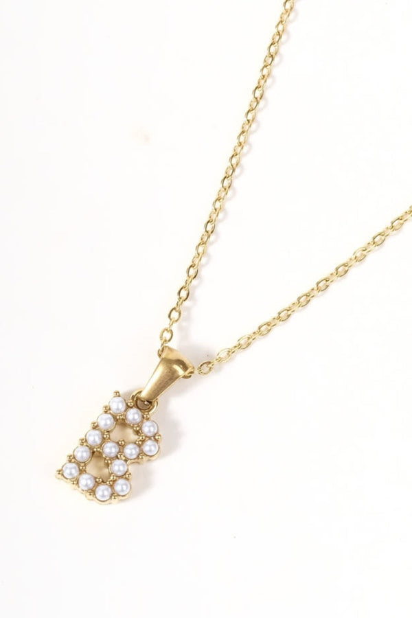 Carraig Donn Gold Plated Faux Pearl "B" Initial Necklace