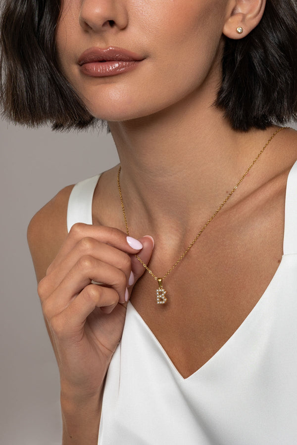 Carraig Donn Gold Plated Faux Pearl "B" Initial Necklace