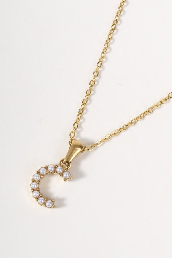 Carraig Donn Gold Plated Faux Pearl "C" Initial Necklace