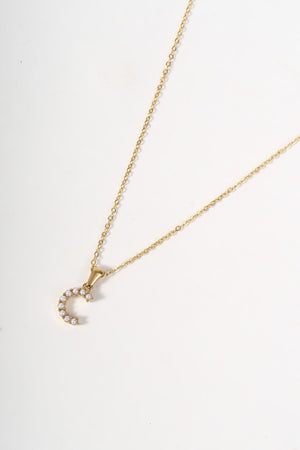 Carraig Donn Gold Plated Faux Pearl "C" Initial Necklace