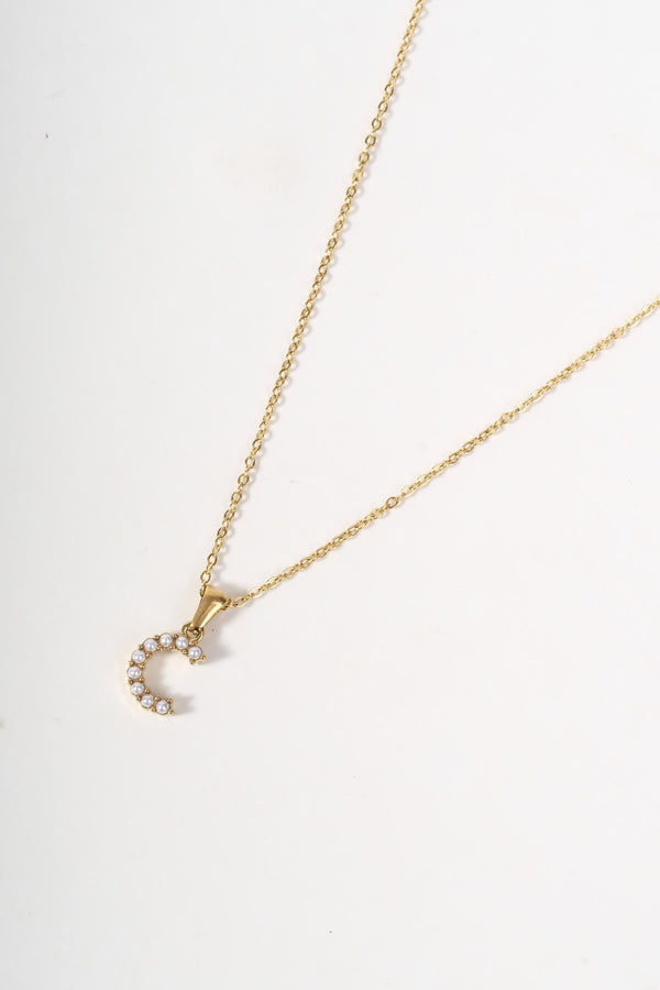 Carraig Donn Gold Plated Faux Pearl "C" Initial Necklace