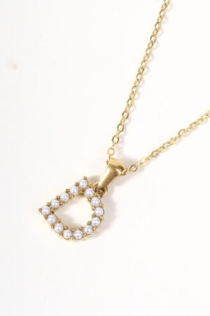 Carraig Donn Gold Plated Faux Pearl "D" Initial Necklace