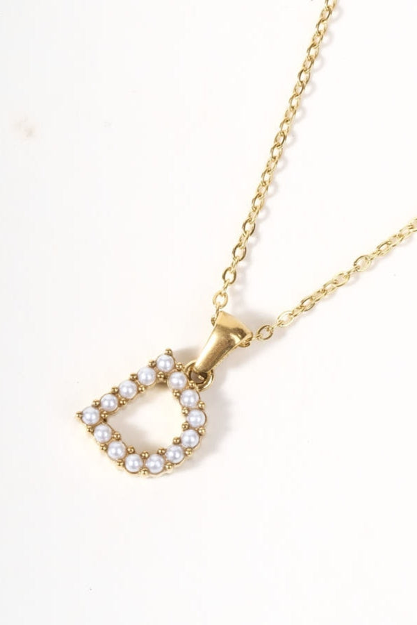 Carraig Donn Gold Plated Faux Pearl "D" Initial Necklace