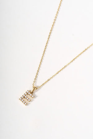 Carraig Donn Gold Plated Faux Pearl "E" Initial Necklace